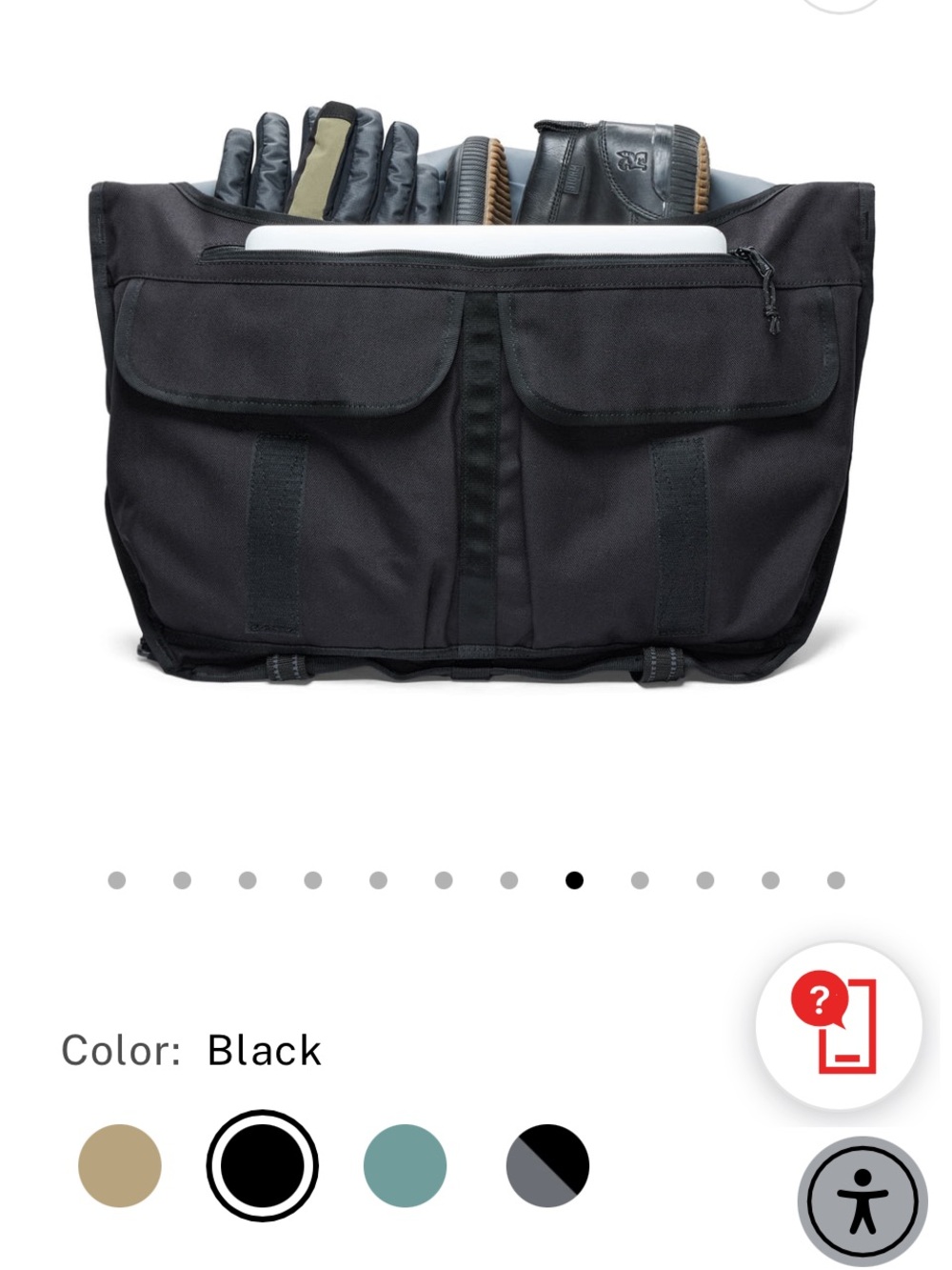 Chrome Black Men’s Messenger Bag with Front Utility Pockets - Picture 4 of 4